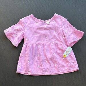 💛5 for $50 Cat & Jack Purple Blouse with Heart Details